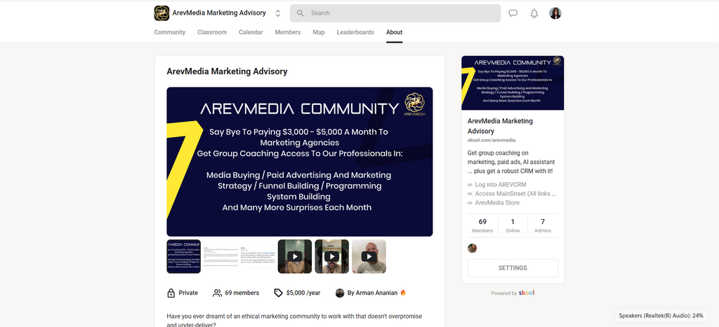 Monthly advertising Coaching (Skool)