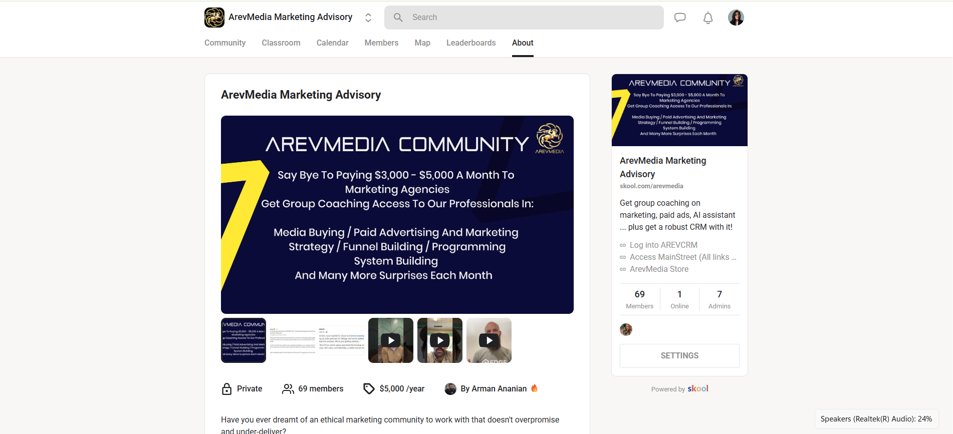 Monthly advertising Coaching (Skool)